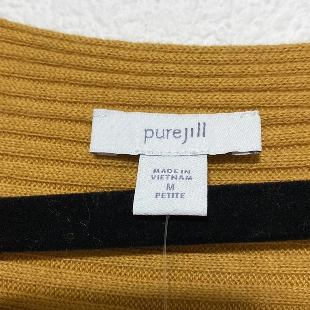 Pure Jill NEW Sweater Ribbed Dolman Sleeve Boat Neck Curry Size Medium Petite - Picture 4 of 7
